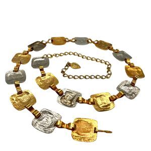 Gold and Silver Medallion Chain Link Belt Vintage One-of-a-Kind